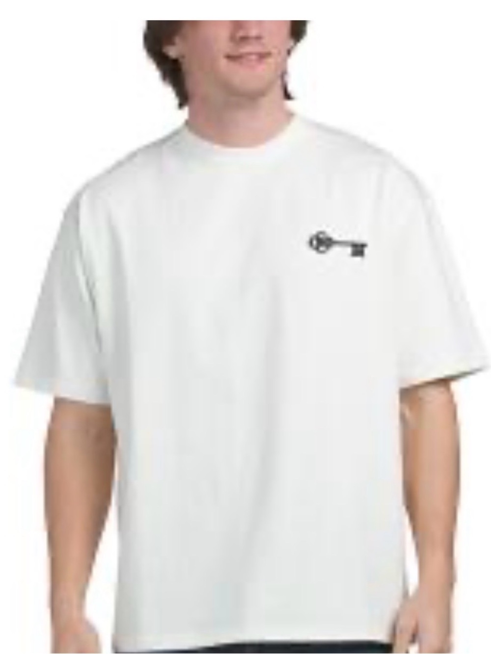AMICCI creamShort-Sleeve Tee with Small Key Graphic